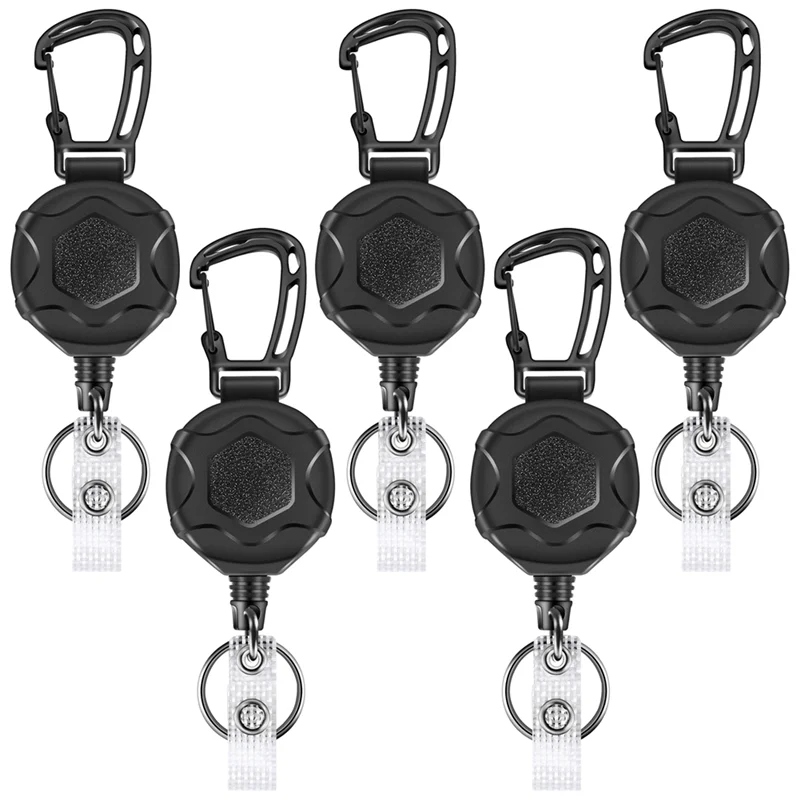 B29C-Retractable Keychains Heavy Duty Badge Reel Retractable Id Badge Clip With Upgraded Mountaineering Buckle