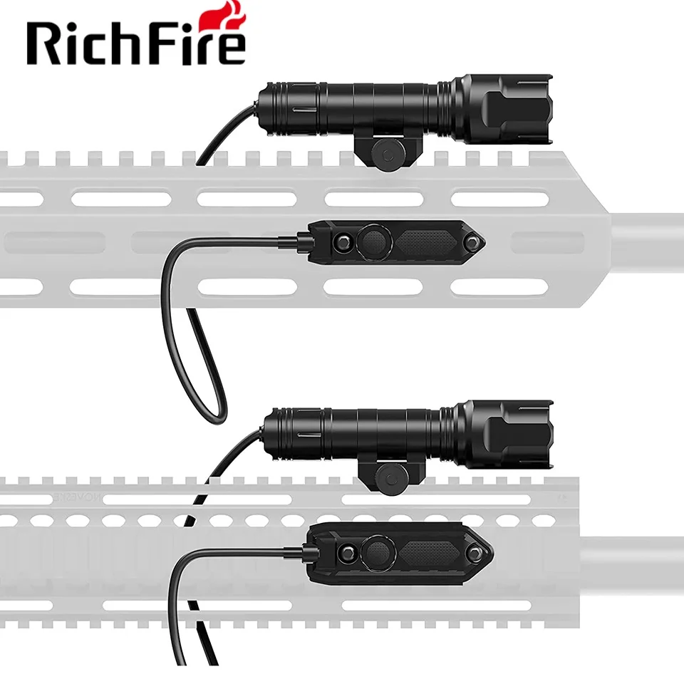 Richfire 18650 Tactical Flashlight 1200LM 6500K Weapon Light with Mlok System Remote Pressure Switch for Picatinny Rail