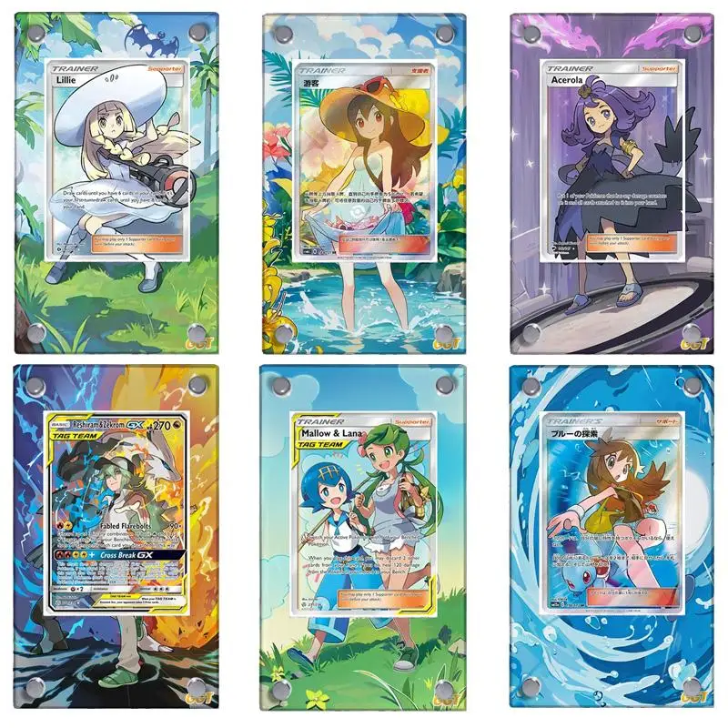 Pokemon Series Acrylique Rainbow Painting, Stuck Brick, Anime Game Collection Card Display Stand, Beautiful Rick Gift, 15cm
