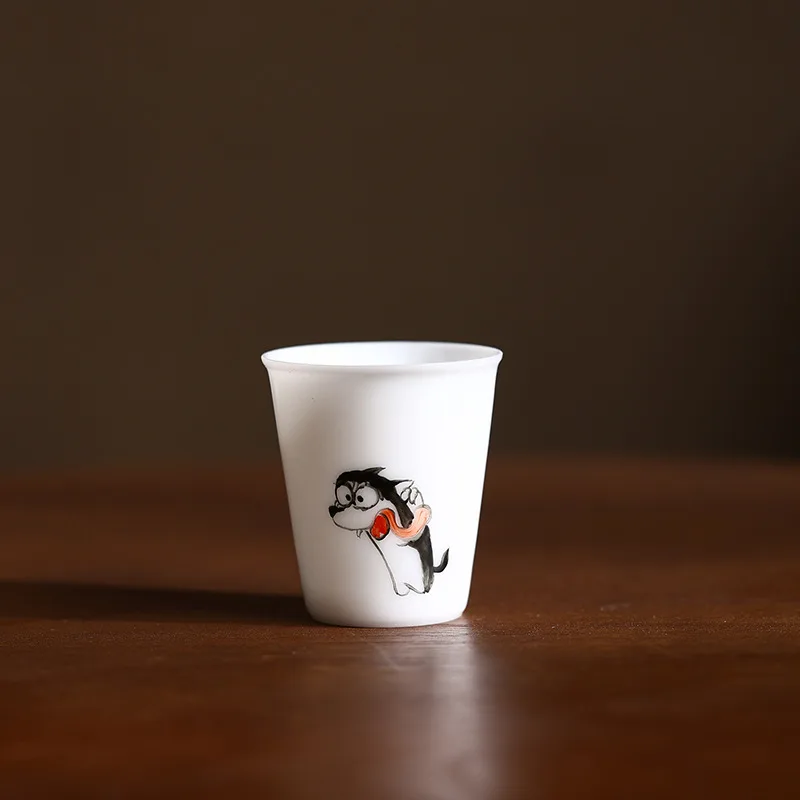 

Ледяной нефрит, ручная роспись, зодиакальный мультяшный чай, высококачественный белый фарфор, домашняя чашка с ароматом для личного использования