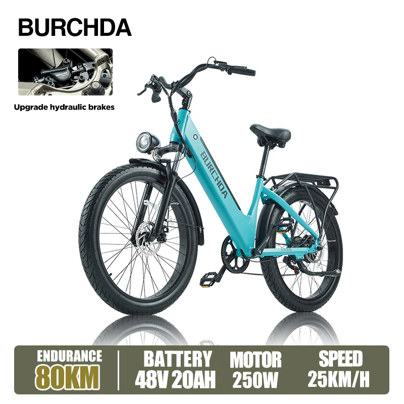 BURCHDA AZ26 Elektrische Fiets 1000W 26 Inch 3.0 Vetband Stadsfiets Volwassenen Elektrische Fiets 48V20AH Verwijderbare Batterij - afbeelding 1