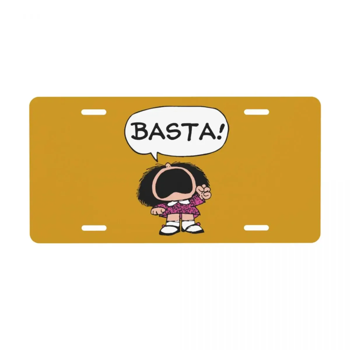 Mafalda Basta License Plate Cover Quino Cartoon Aluminum Metal Cool Decorative Car Front License Plate Vanity Tag 6 X 12 Inch