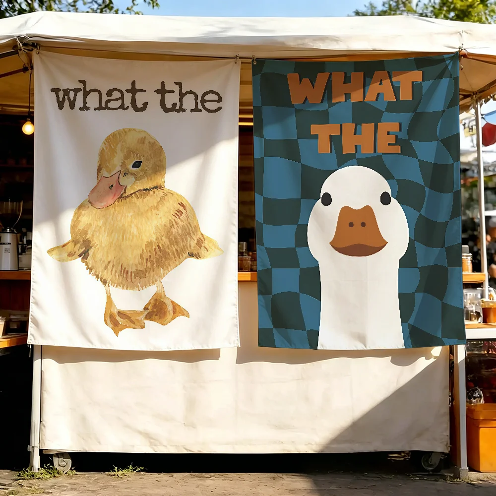 Cartoon-Flagge „What the Duck“, dekorative Banner und Geschenke, geeignet für Clubs, Familien, Camping, Schlafzimmer und Wohnzimmer