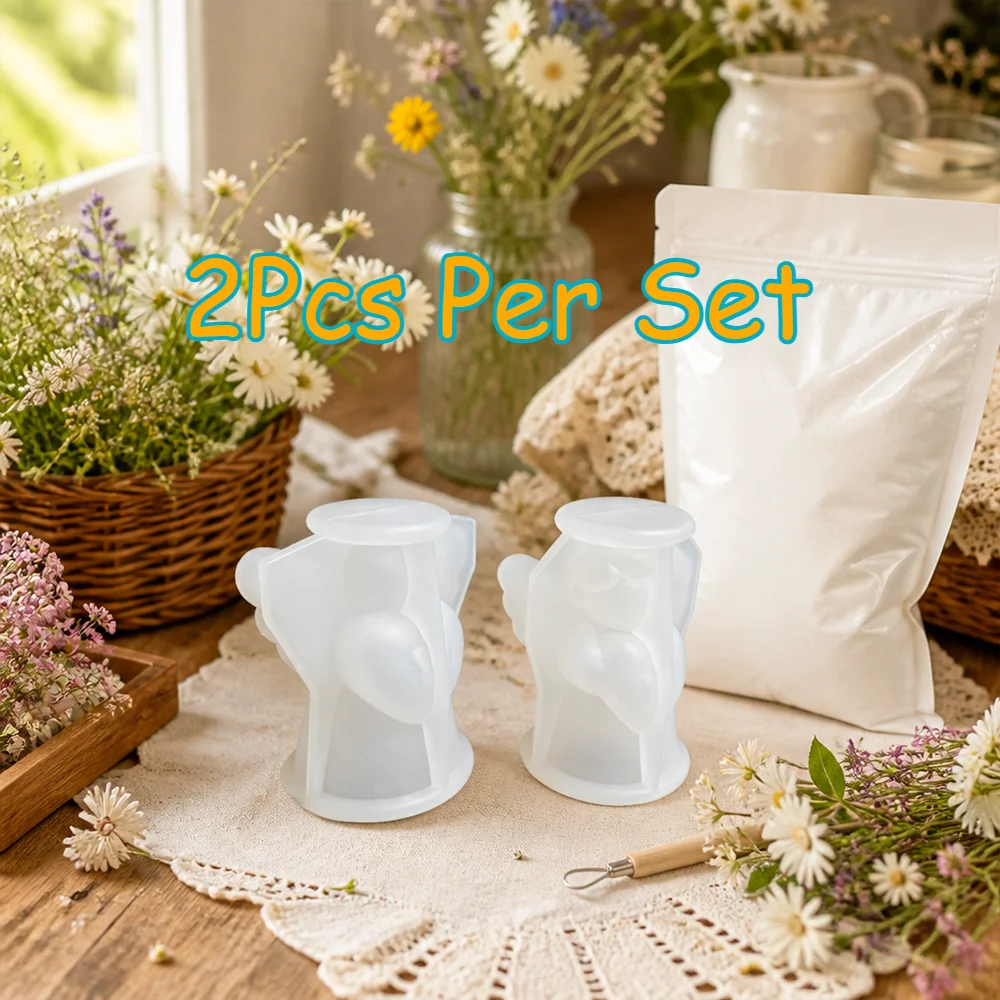 2Pcs Cute Angel With Heart Silicone Mold 3D Casting Mould for Candle Plaster Resin Handmade Home Ornament Craft - view 5