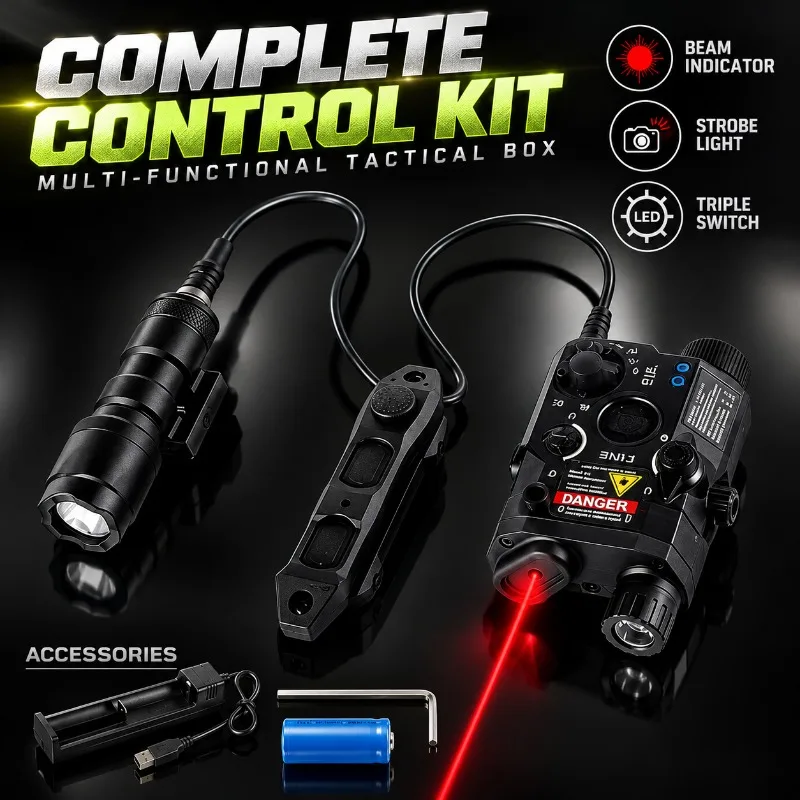 High‑Quality PEQ15‑Shaped Hobby Display Set, Red‑Green Beam Module, Strobe Flashlight & Wired Triple‑Control Switch
