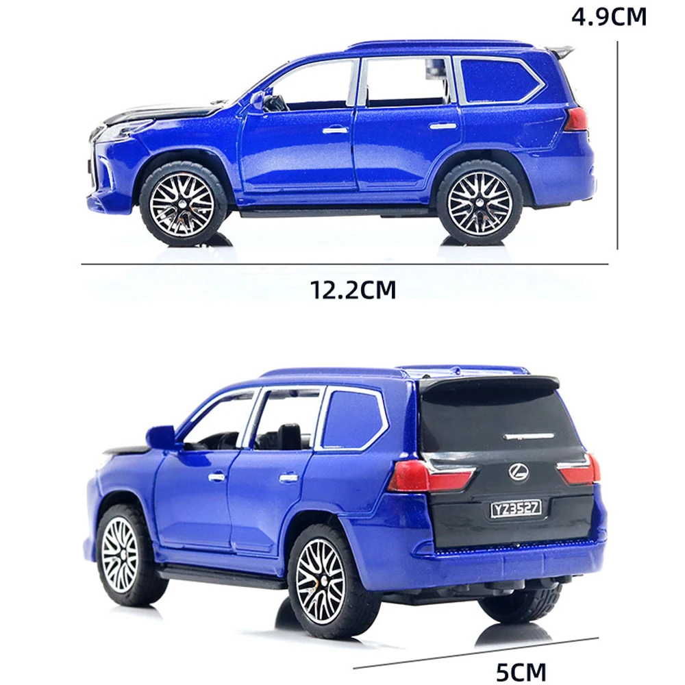 Modelo de coche de juguete de fundición a presión de aleación Lx570 1:36, 4 puertas, puede abrir la rueda trasera, el maletero del motor trasero puede abrir coleccionables para niños