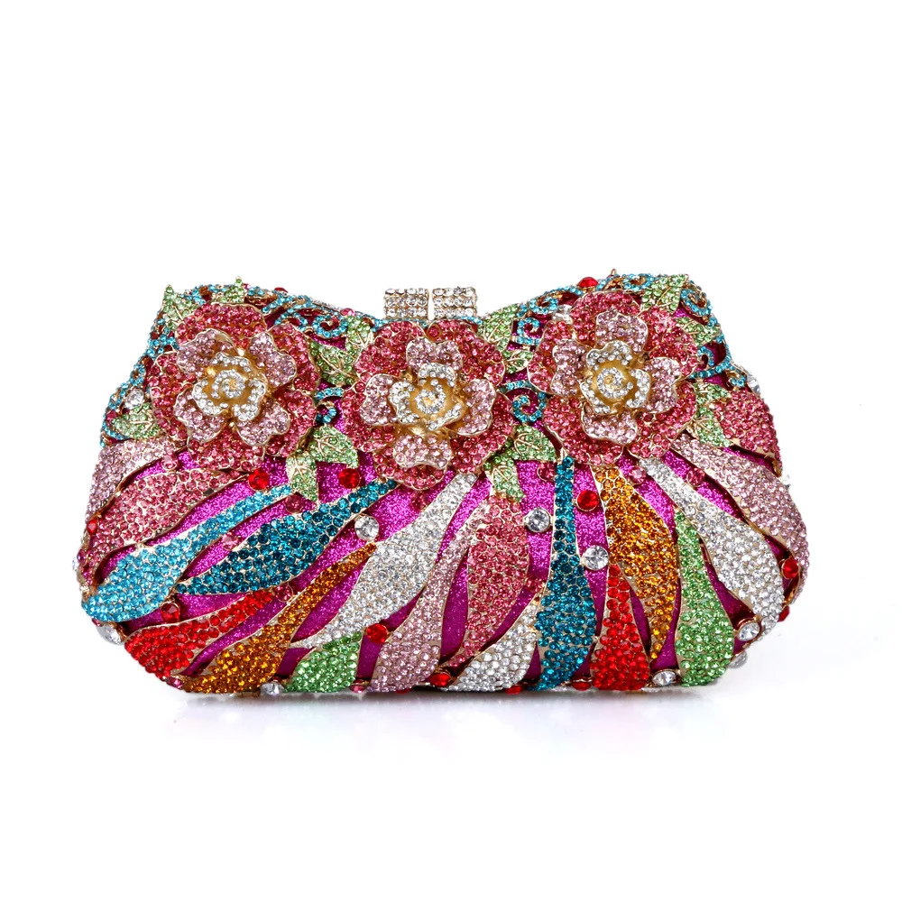 

Ladies Banquet Empty Metal Rose Diamond Crystal Dinner Bag Handmade Diamonds Carteras De Mujer De Bolsos Bolso Diseñador De Lujo