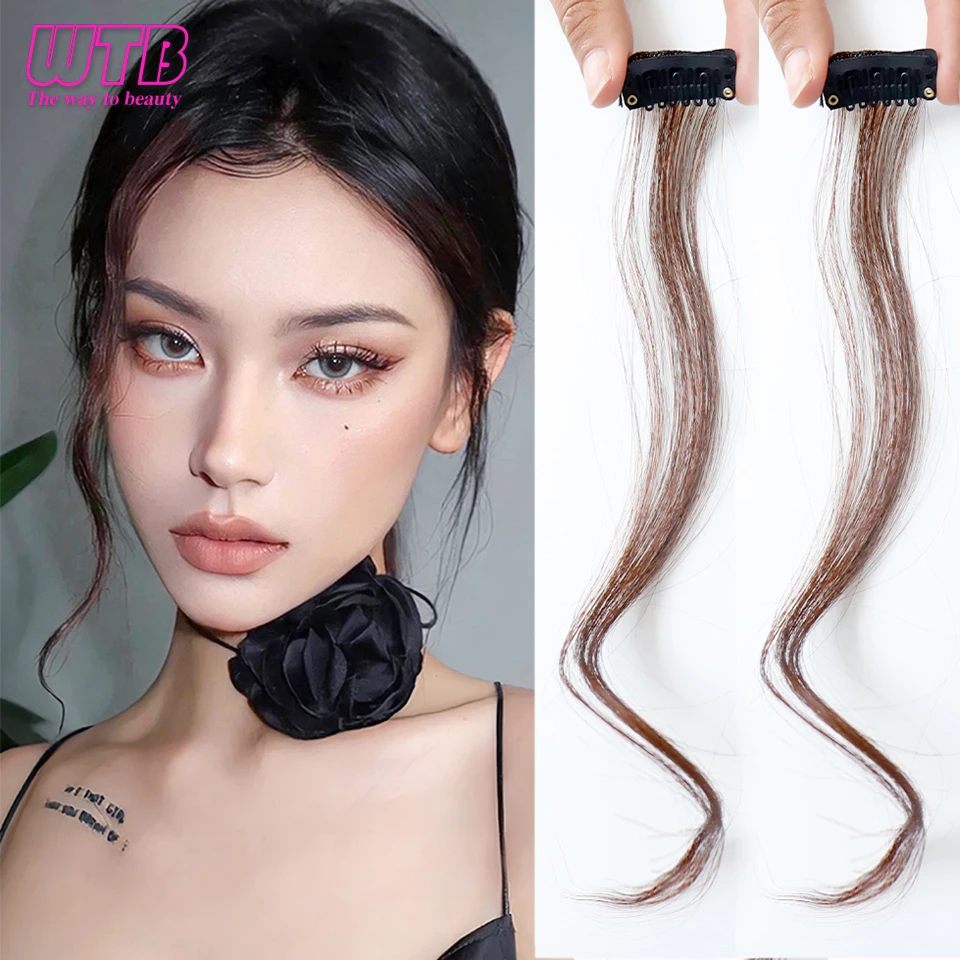 

Synthetic Bangs Wig Hair Extensions Curly Clip-on Hair Front Side Long Wavy Bangs With Clip Invisible Fringe Fake Hair Hairpiece