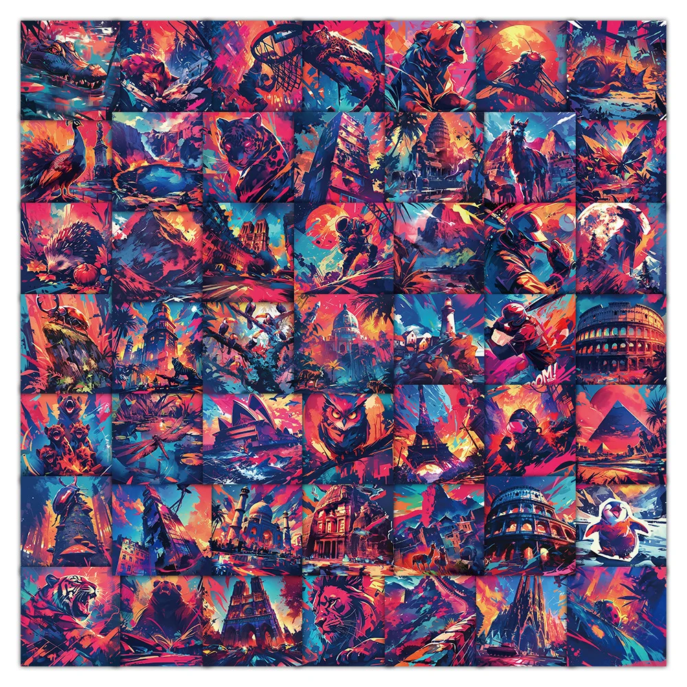 

10/54PCS Art Graffiti Stickers Oil Painting Style DIY Aesthetic Decals for Water Cup Phone Computer Notebook Stationery Luggage