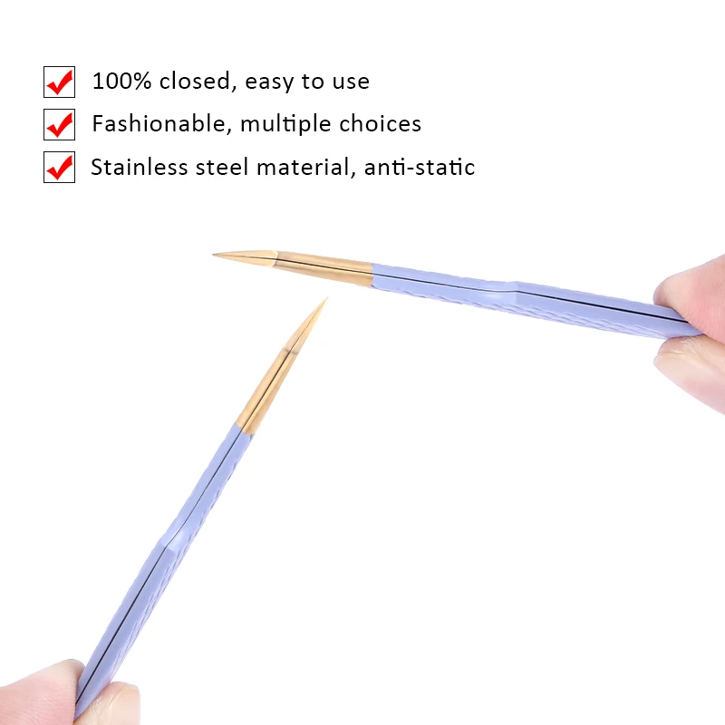 3PCS/Lot Purple False Eyelash Tweezers Set For Extension Stainless Steel Individual Curved Strip Lashes Eyebrow Hair Clip