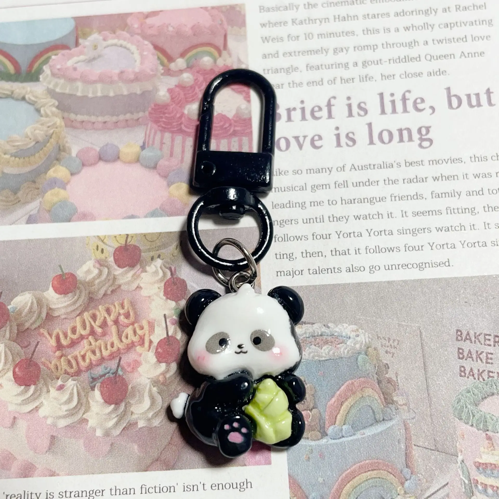 30pcs/set New Cute Cartoon Couple Panda Keychain Pendant Car Bag Key Chains for Women Jewelry Gift