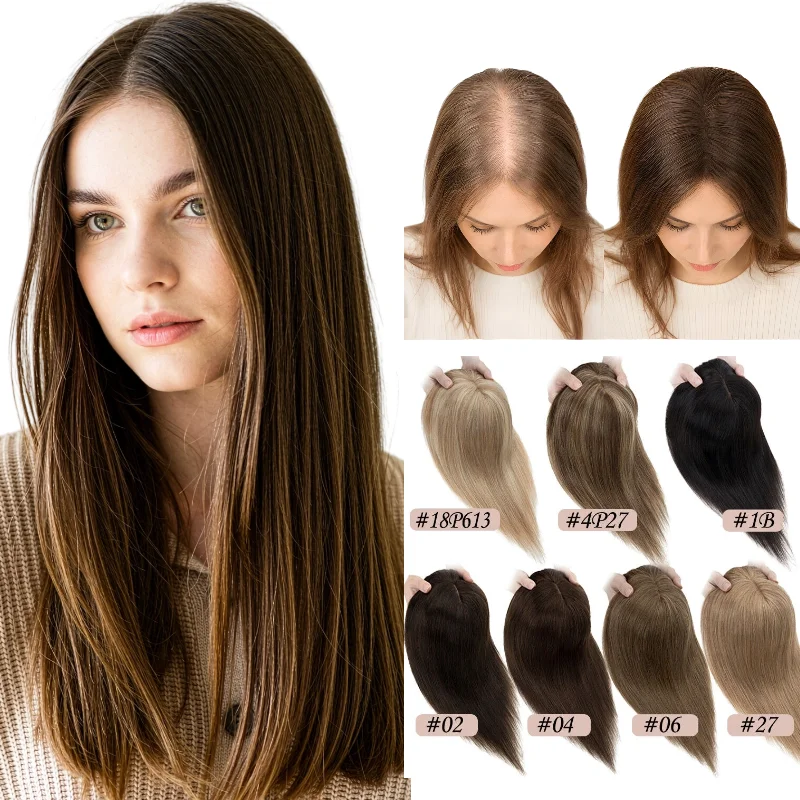 Human Remy Hair Machine Made Silk Lace Base Clip In Wig Middle Part 9x14 40cm #1B P27-613 80% Density In Stock 48H Dropship