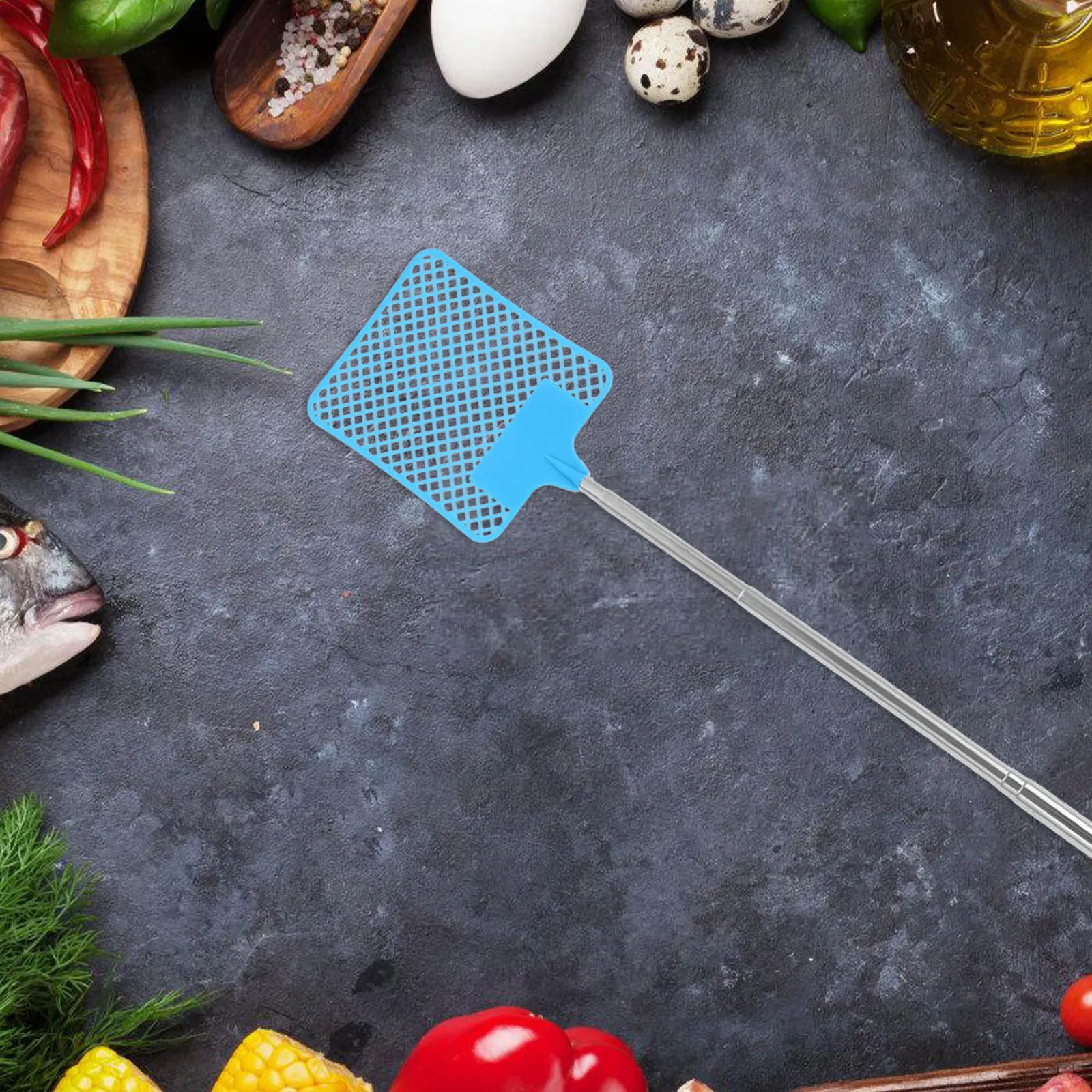 

3pcs Telescopic Fly Swatter Stainless Steel Extendable Handle Manual For Indoor Outdoor Random Color Fly Telescopic