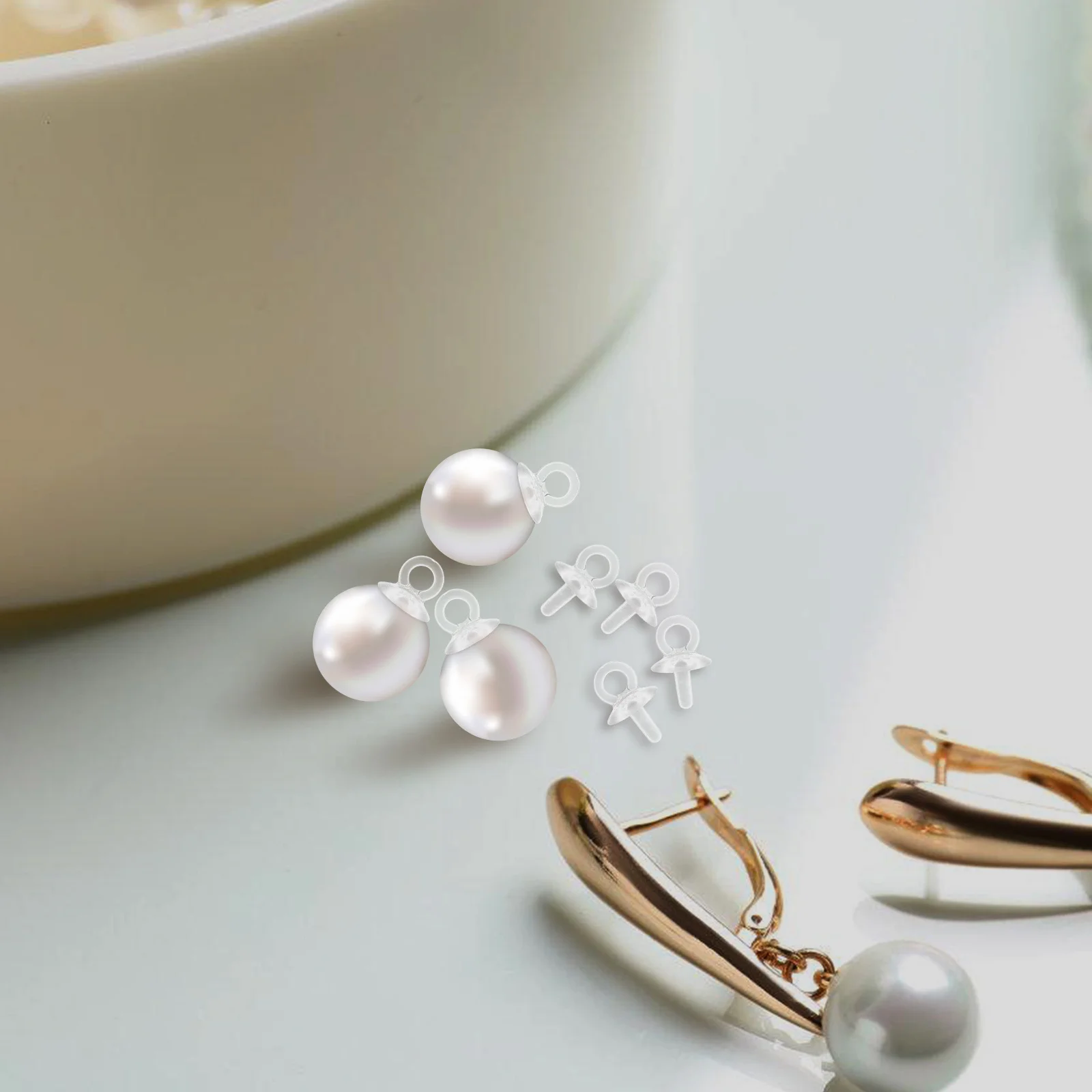 100 قطعة كوب شفاف من الراتنج دبابيس العين لتقوم بها بنفسك مجوهرات قلادة اللؤلؤ تحديد لوازم حبة كأس دبابيس الكفالة استبدال الملحقات #5