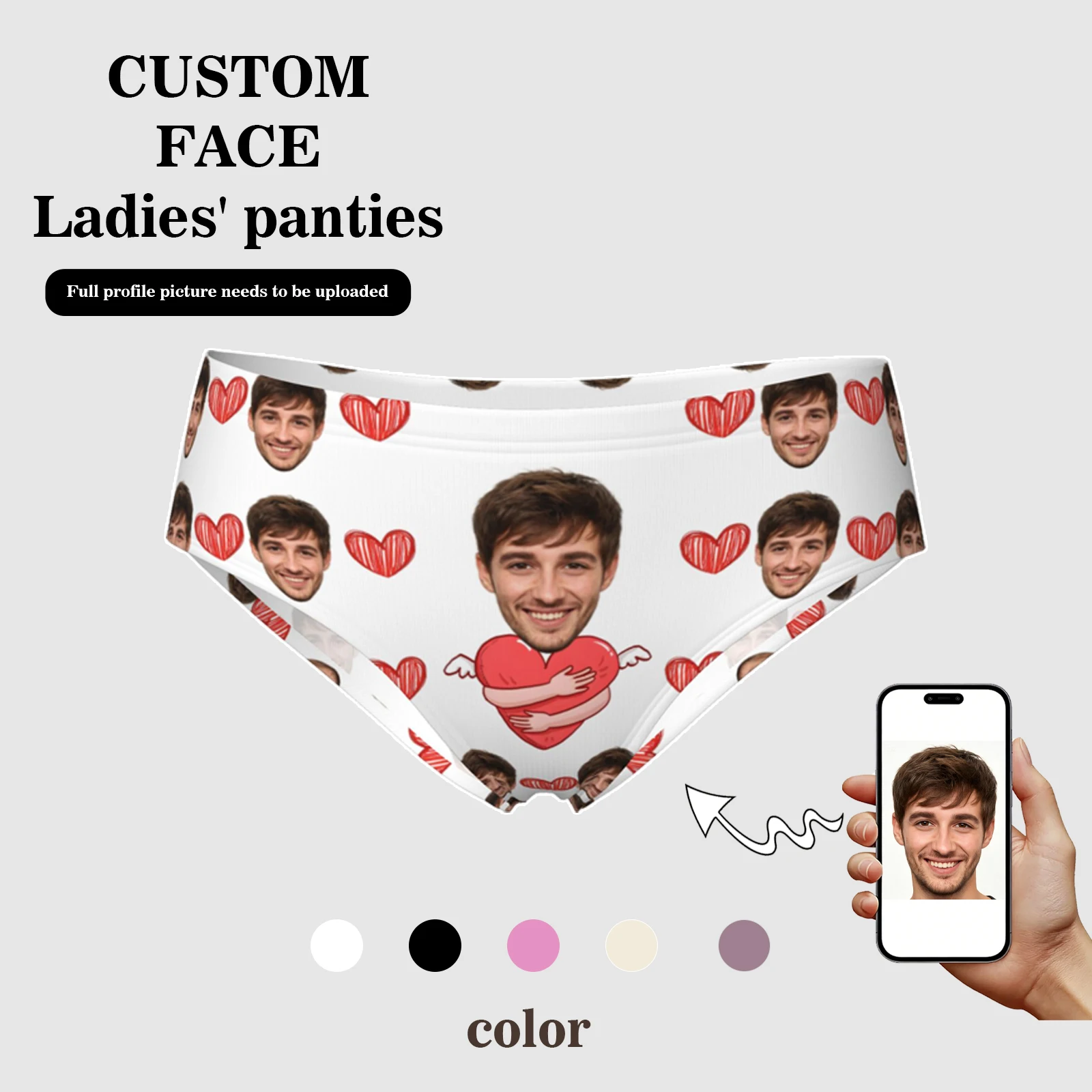 Lingerie personnalisée avec photo du visage pour femmes, cadeau de la Saint-Valentin, lingerie respirante et confortable