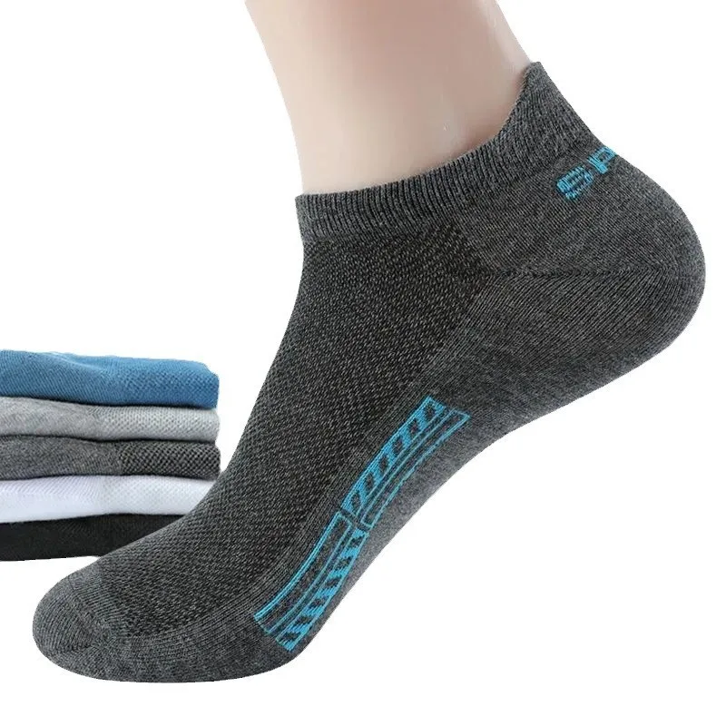 Men Summer Cotton Socks Sweat-Absorbent Odor-Resistant Short Tube Boat Pull-Up Mesh Short Socks Breathable Sports Cotton