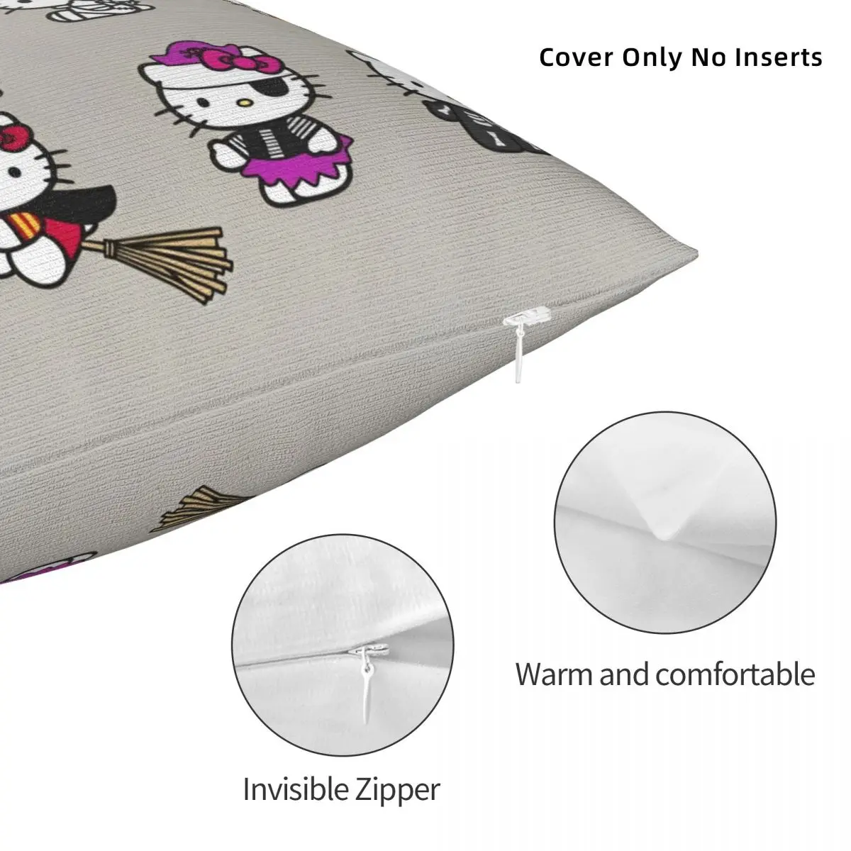 Official Hello Kitty Halloween Ghost Pillowcase Printed Polyester Cushion Cover Decorative Pillow Case Cover Home Square 40X40cm