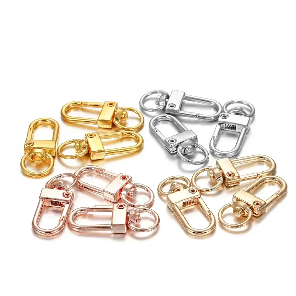 10/20pcs Rotating Carabiner Keychain Clasps Zinc Alloy Metal Lobster Hooks with Swivel Clip Silver Gold Black Rose Gold for DIY
