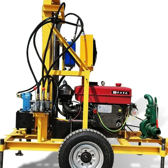 Customized Premium Quality Water Well Drilling Rig Wheeled Crawler 28HP Diesel Hydraulic 180m Drilling Capacity