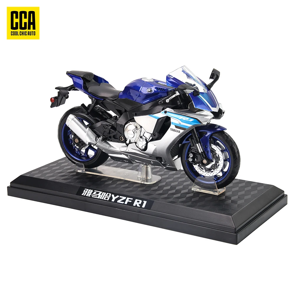 MSZ CCA 1:12 Yamaha YZF-R1 with base alloy die-cast car motorcycle model, toy gift giving, die-cast static motorcycle model