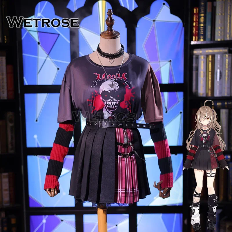 Wetrose】- disfraz de Nanashi Mumei emo owlfit, conjunto de Peluca de estilo punk rock para Halloween, 2024