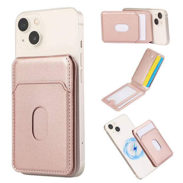 Portfel magnetyczny ze skóry z uchwytem na karty do iPhone 17 16 15 14 13 12 Pro Max, etui na telefon Apple Magsafe z magnesem MagSafe