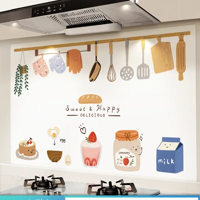Kitchen Oil Proof Stickers Cooktop Wallpaper Waterproof, Moisture-proof, Fireproof and High Temperature Range Hood Wall Coating