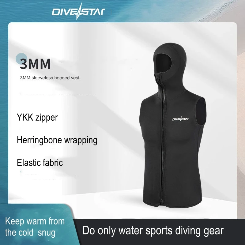 

3MM Scuba Water Sports Keep Warm Spearfishing Diving Swim Vest With Hooded Neoprene Front Zipper Kayaking Drift Surfing Jacket