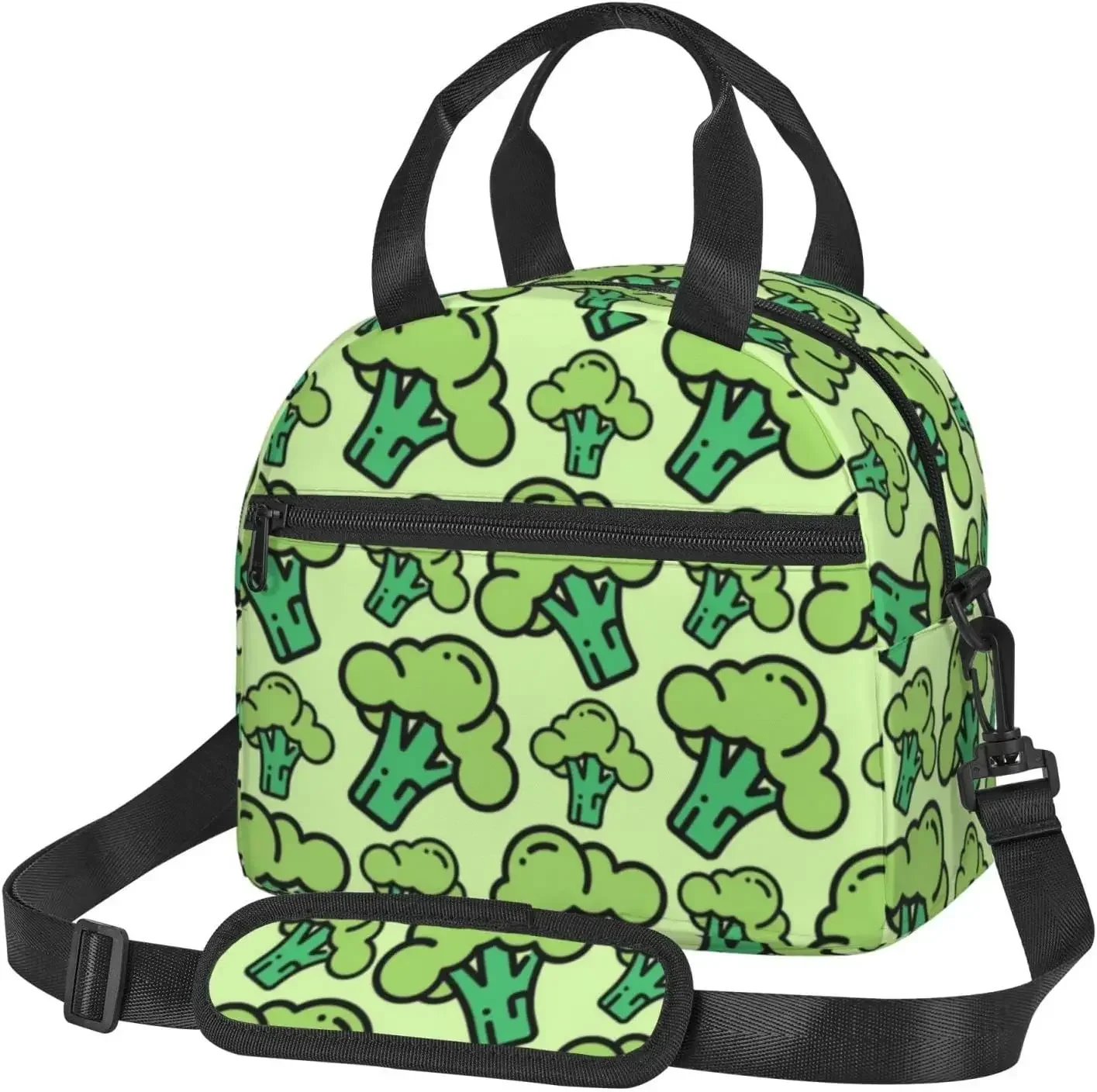 Broccoli Reusable Insulated Lunch Bag for Women Men Novelty  Tote Box with Adjustable Shoulder Strap