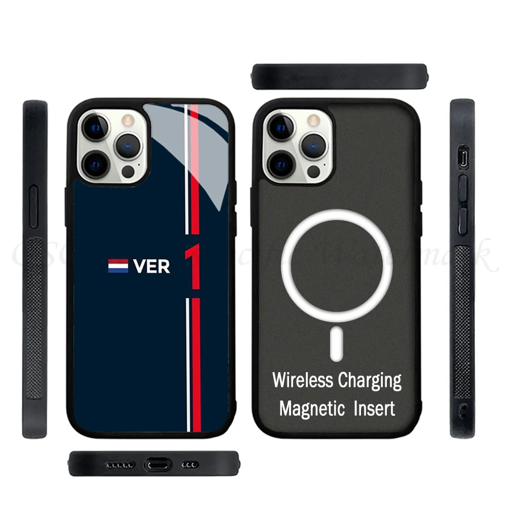 F1 2022 - 1 Verstappen Phone Case Strong Magnetic For IPhone 15 14 13 Pro Max 11 12 Mini Alex Mirror For