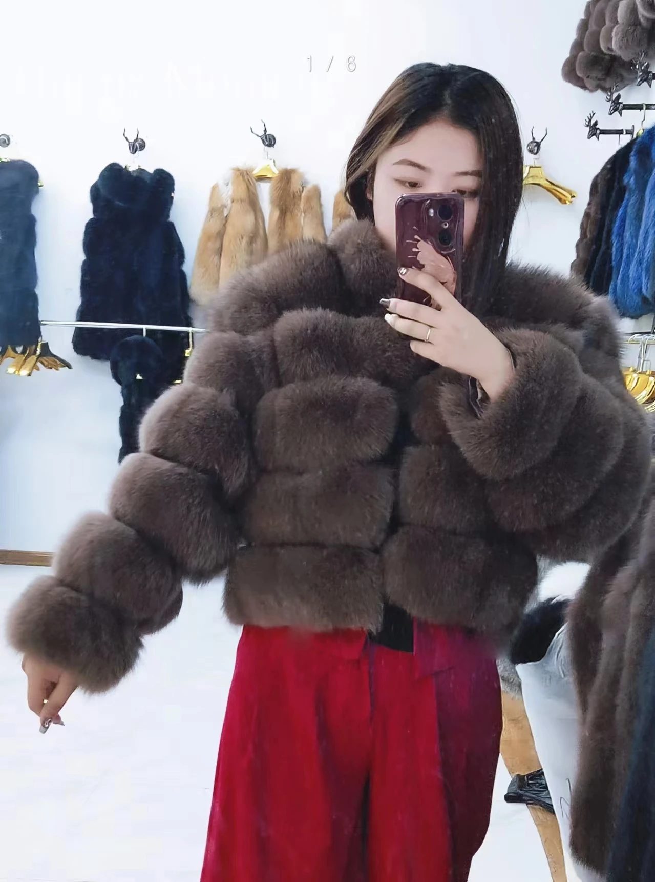 2024 Winter New Fur Jacket Real Fox Fur Fur Jacket Short Women\'s Long Sleeve Winter Warm Fur Jacket Coat