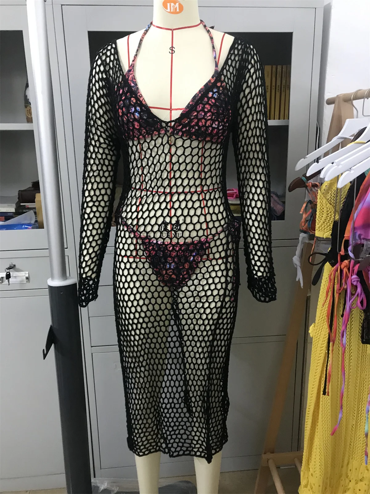 Melphieer 2021 Croptop Đen Bãi Biển Đầm Bãi Biển Che Người Phụ Nữ Nữ, Có Áo Dài Pareos Áo Dây Plage Đi Biển Bộ Trang Phục