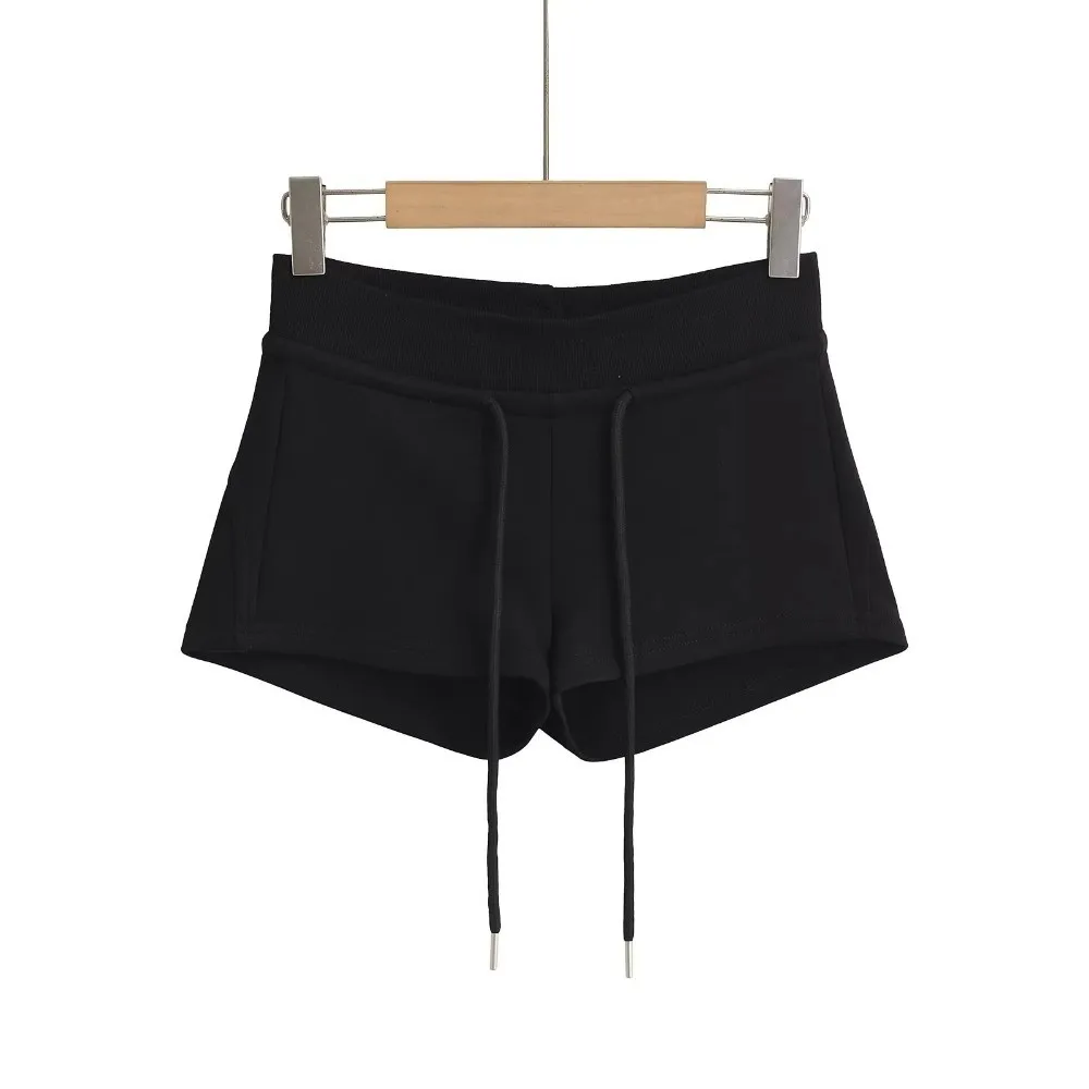 Comfortable Drawstring Women Sports Shorts Slim Fitting Low-rise Sweat Shorts Black/Grey Casual Pants Sports Activities