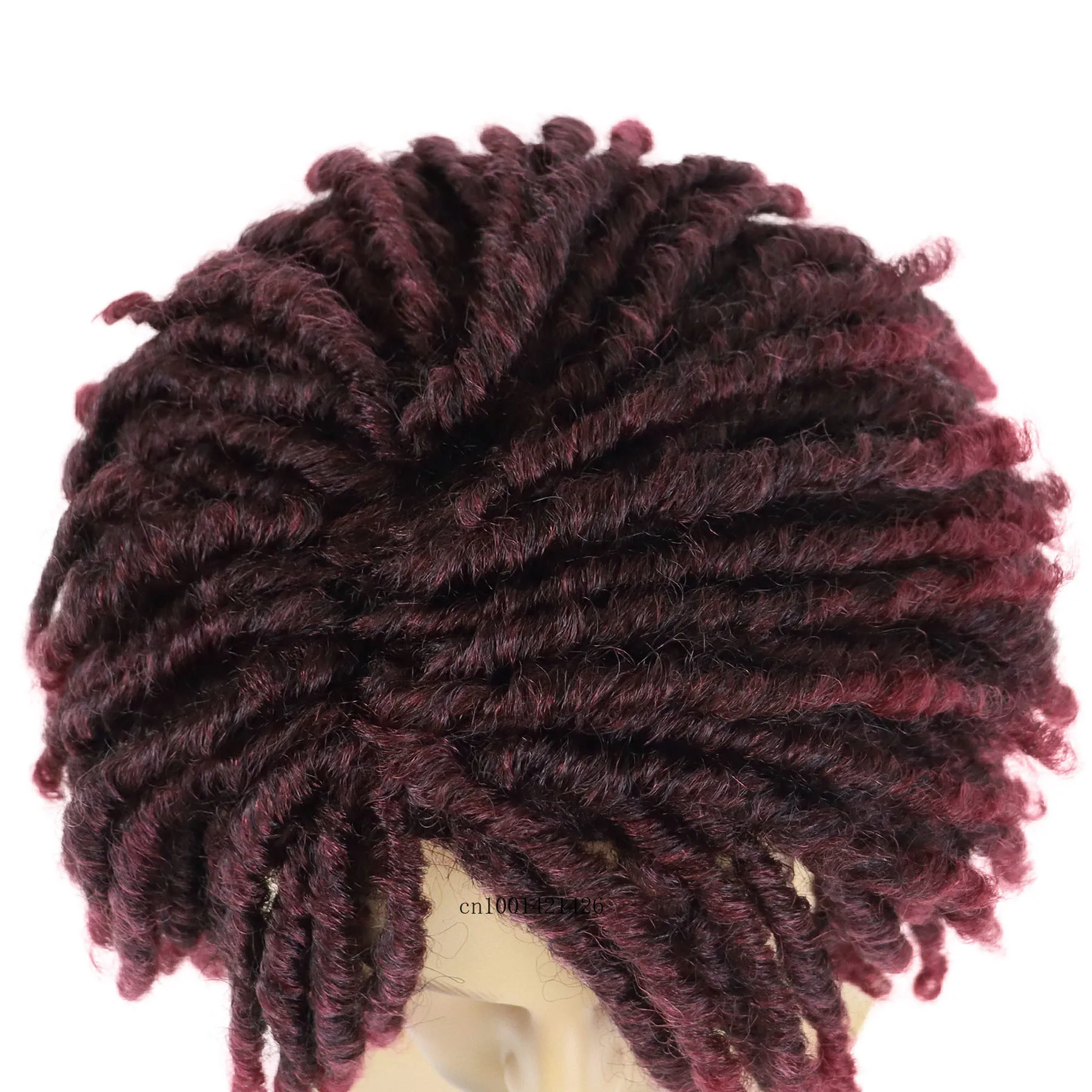 Synthetic Ombre Red Wig Rasta Hair Mens Dreadlock Wigs Medium Length Colly Braided Wigs for Man Guys Fake Dreads Faux Loc Wig