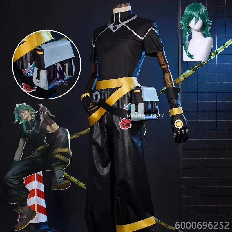 

Game LOL Popular Ezreal Cosplay Costume LOL HEARTSTEEL GQ Ezreal Black Unisex Suit Halloween Full Set with Glasses Love Live