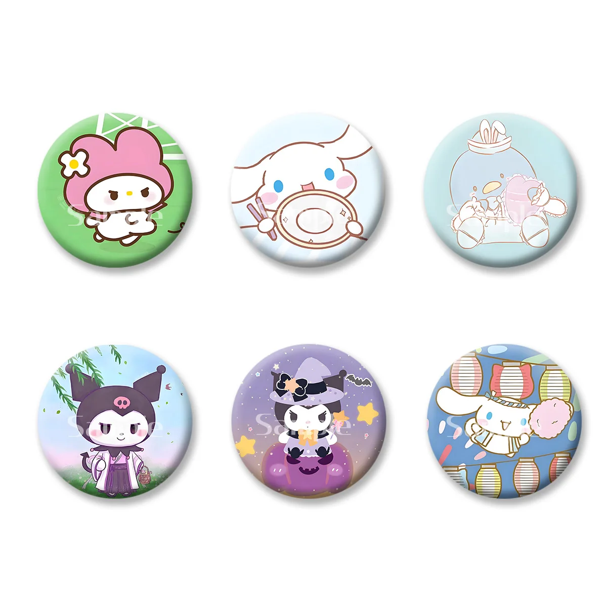 

Flash Badge Cards Sanrio Hello Kitty Kuromi Anime Cartoon Girl Keychains Convenient Makeup Mirror Fridge Magnet ACG Accessories
