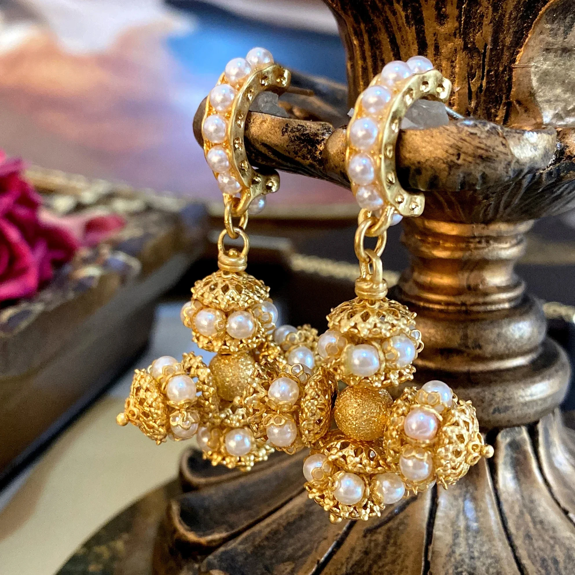 Inspired cross Portuguese transporter bead earrings for women Roman vintage court jewelry