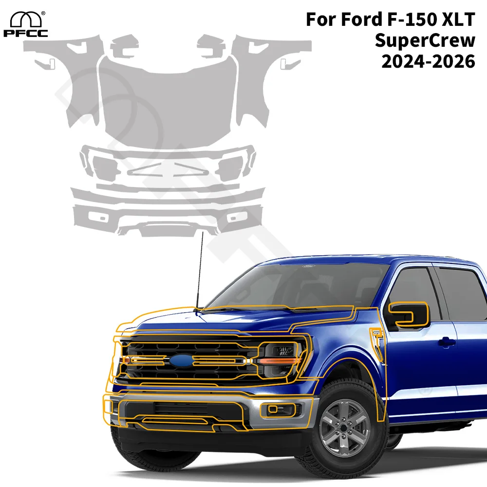 For Ford F-150 XLT SuperCrew 2024-2026 Precut Paint Protection Film Anti-scratch Car Clear Sticker TPU PPF Resistant Anti-UV Bra