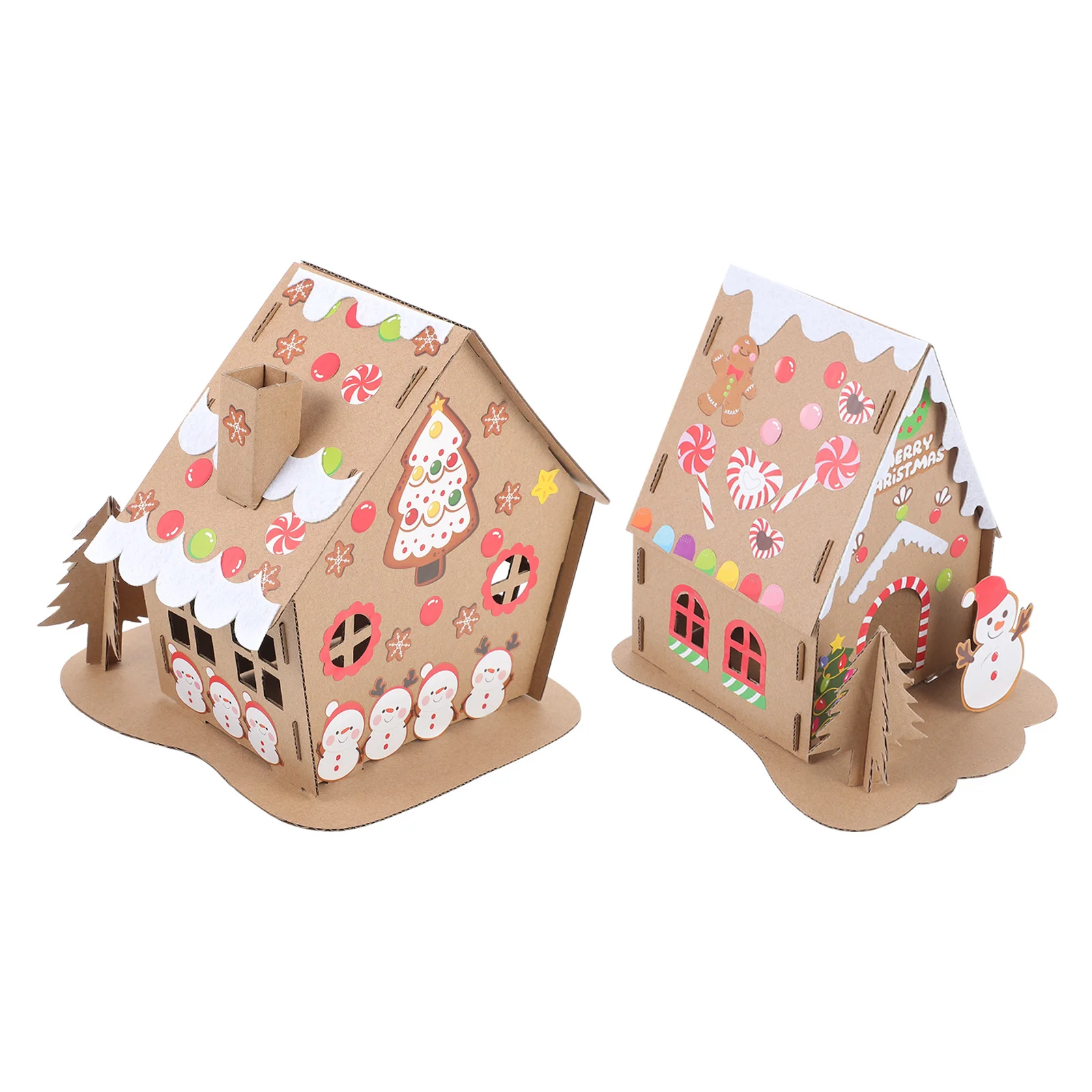 

2Sets Luminous Homemade Hut Christmas DIY with Fine Details for Family Assembly Festival Handmade Decoration Living Room