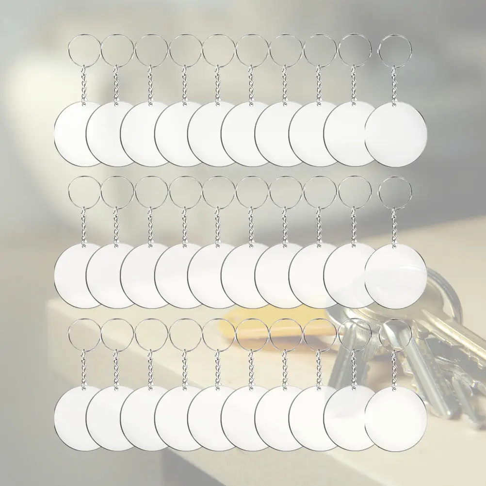 

36Pcs Acrylic Circle Discs Keychain Blanks Transparent Round DIY Key Rings for Pendants Accessories Craft Projects