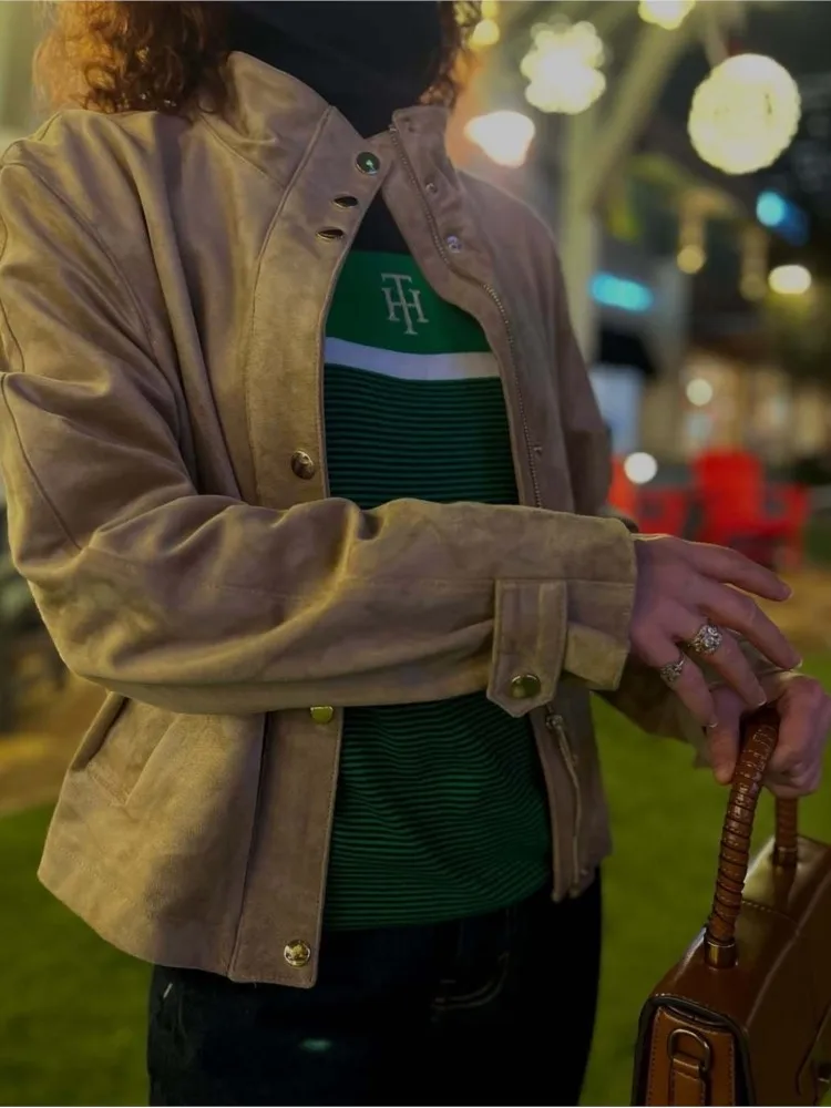 سترة نسائية كلاسيكية ذات ياقة ثابتة معطف بأكمام طويلة وأزرار للأسفل للسيدات لخريف 2025 ملابس خارجية أنيقة جديدة للمكتب في الشارع