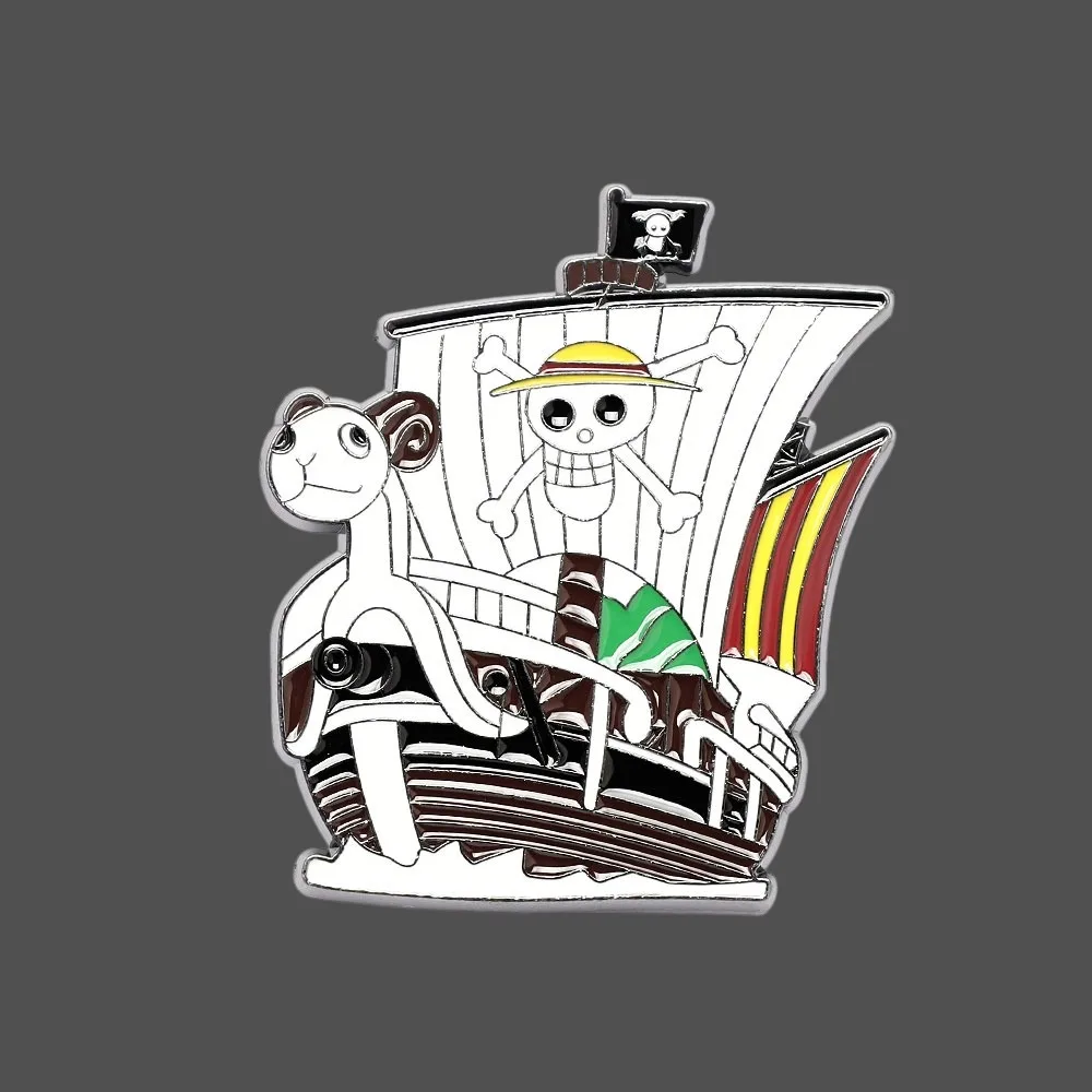 4PCS/set Anime Peripherals Straw Hat Pirates Ship Brooch LuFei Cosplay Bag Pin Accessories Jewelry For Fans Toys Gift