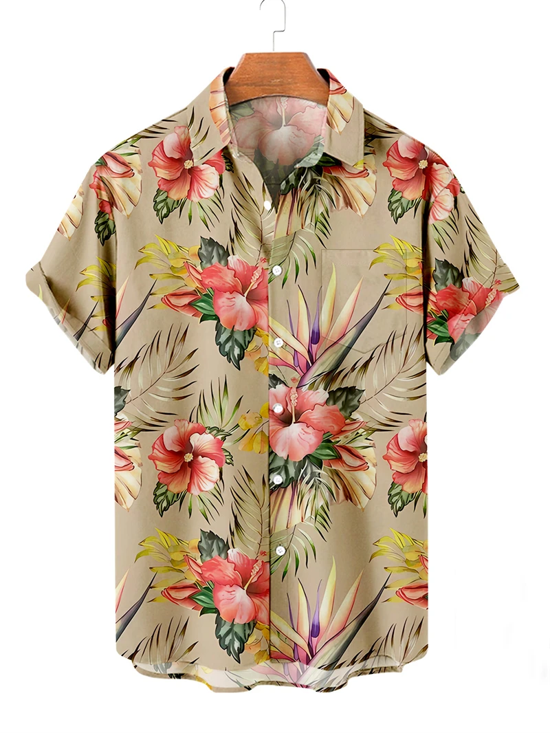 Moda plantas tropicais gráfico camisas havaianas para homens verão na moda streetwear 3d impresso camisa casual oversized férias topos