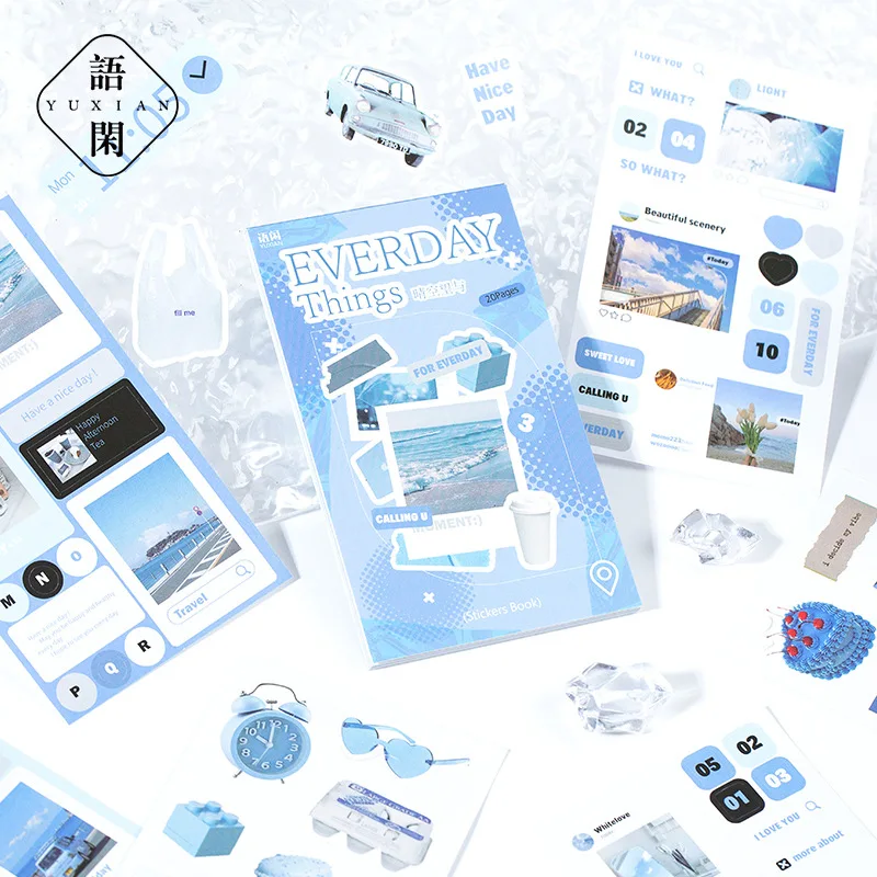 20 قطعة من ملصقات قطع القوالب الكرتونية الإنجليزية Kawaii Ins، ملصقات قرطاسية جمالية لتزيين سجل القصاصات