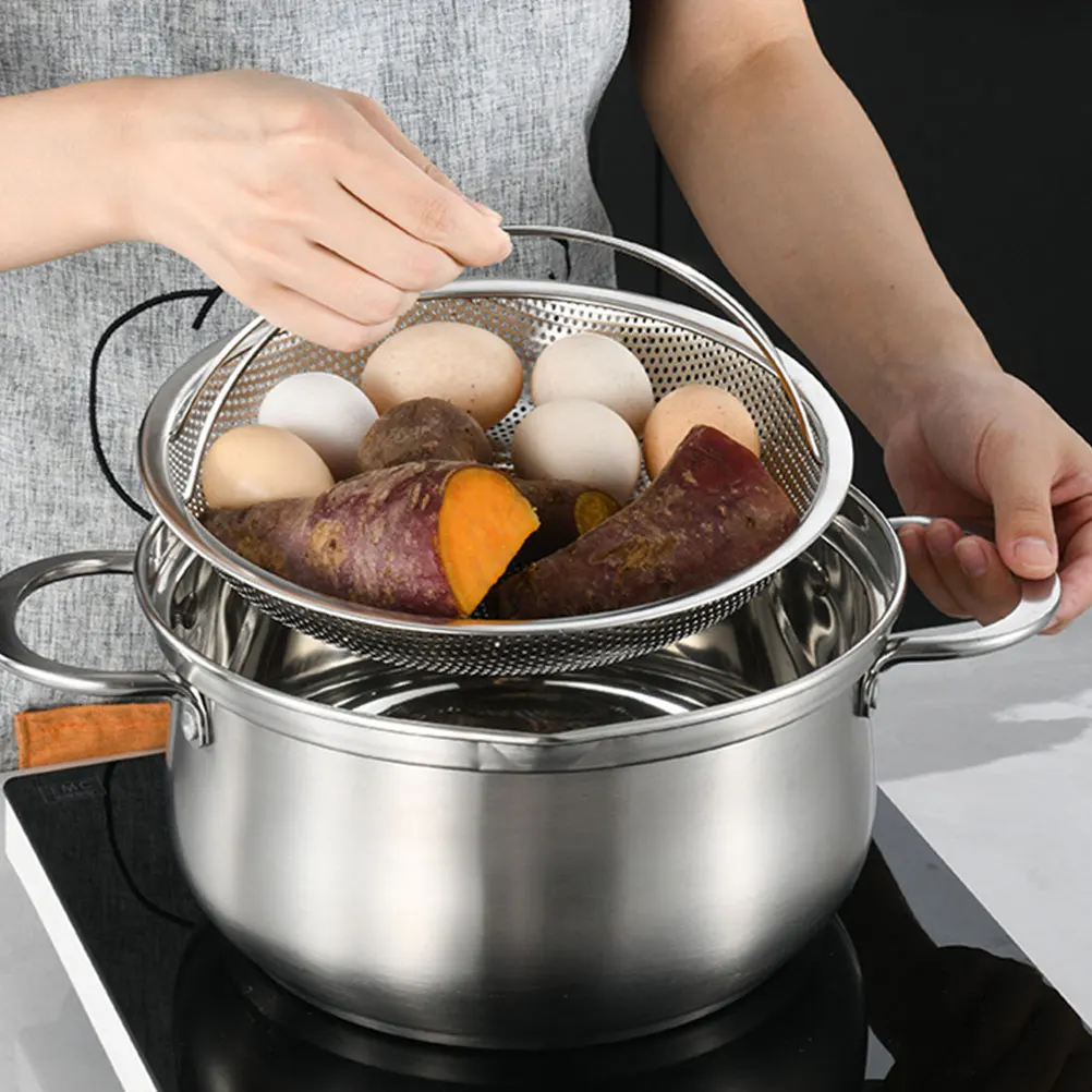 

Stainless Steel Basket 22.5CM Steamer Basket For Pot Rice Vegetable Steaming Cooking Strainer Easy Clean Lightweight Storage