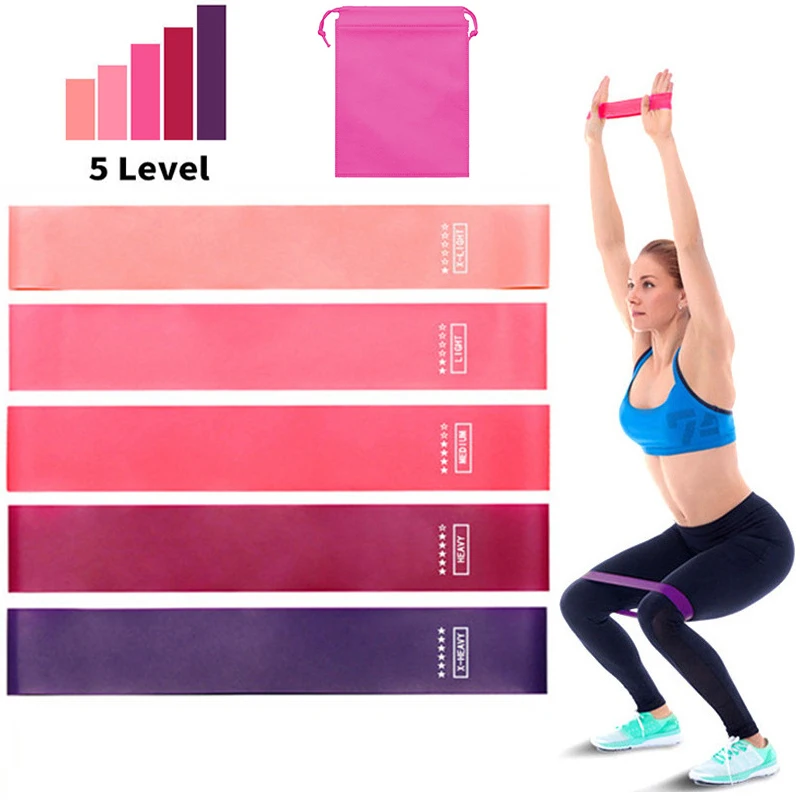 5 Different Level Fitness Resistance Band Yoga Elastic Bands for Women Men Muscle Strength Traning Squat Exercise Workout Bands