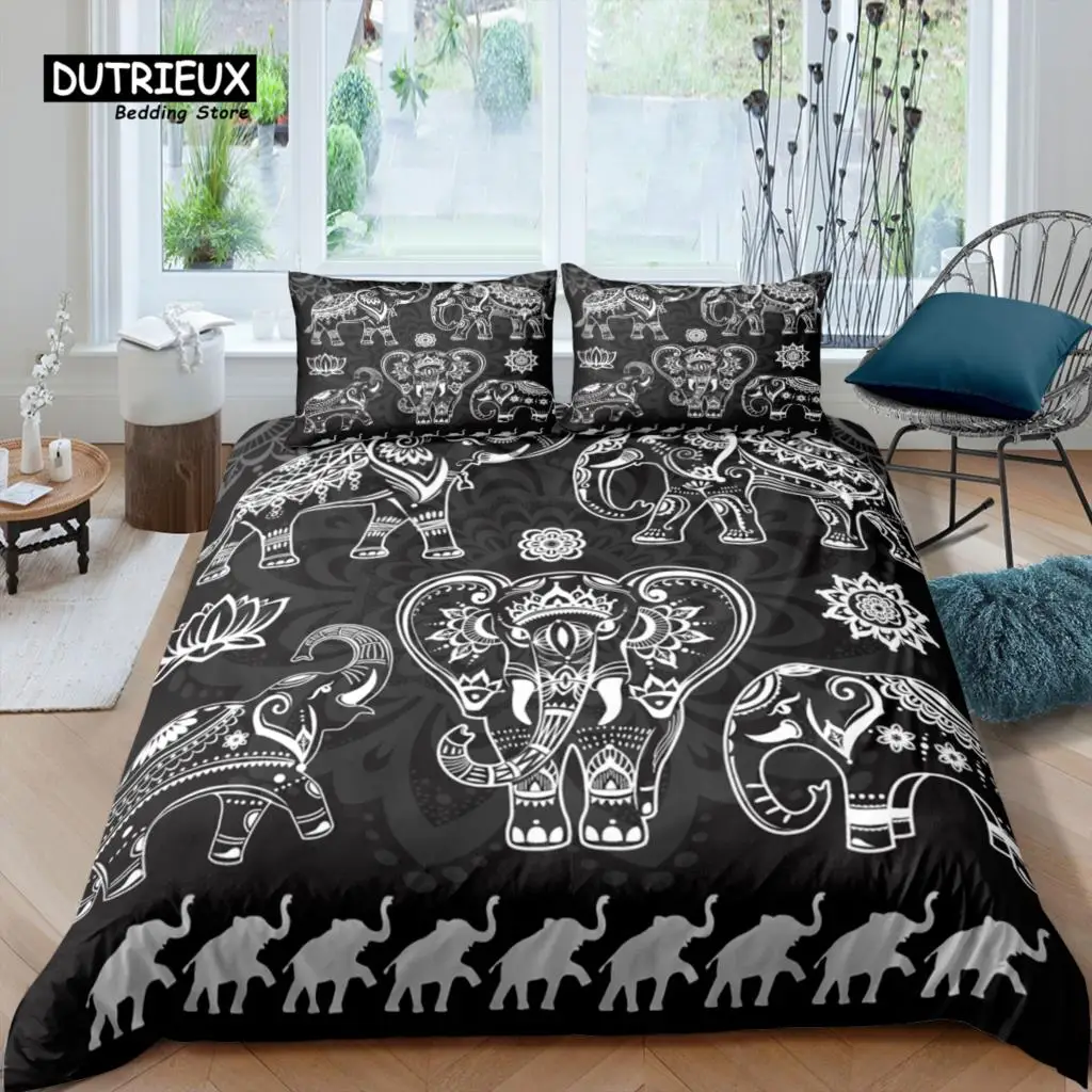 

Home Living Luxury 3D Bohemian Elephant Set Duvet Cover Pillowcase Kids Bedding Set Queen and King EU/US/AU/UK Size