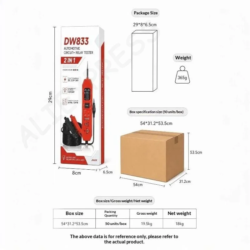 [G]Fast Detection 2 in 1 Car Relay & Circuit Tester 12-24V DC Digital Voltage Detector for Auto Fault Diagnostics