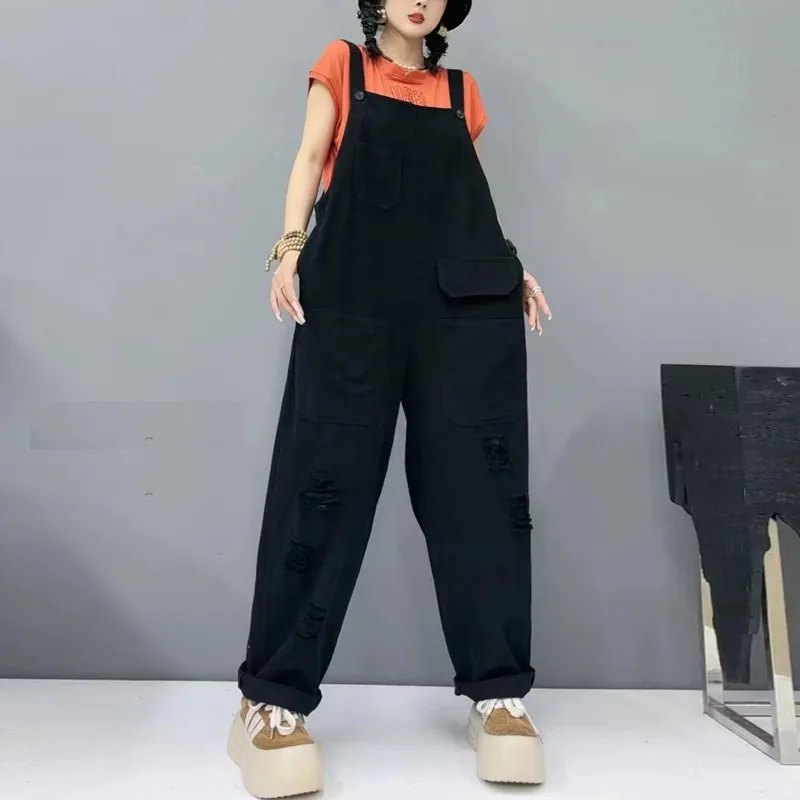 

Новый женский джинсовый комбинезон свободного кроя с дырками в стиле рабочей одежды, коллекция Весна/Лето 2026