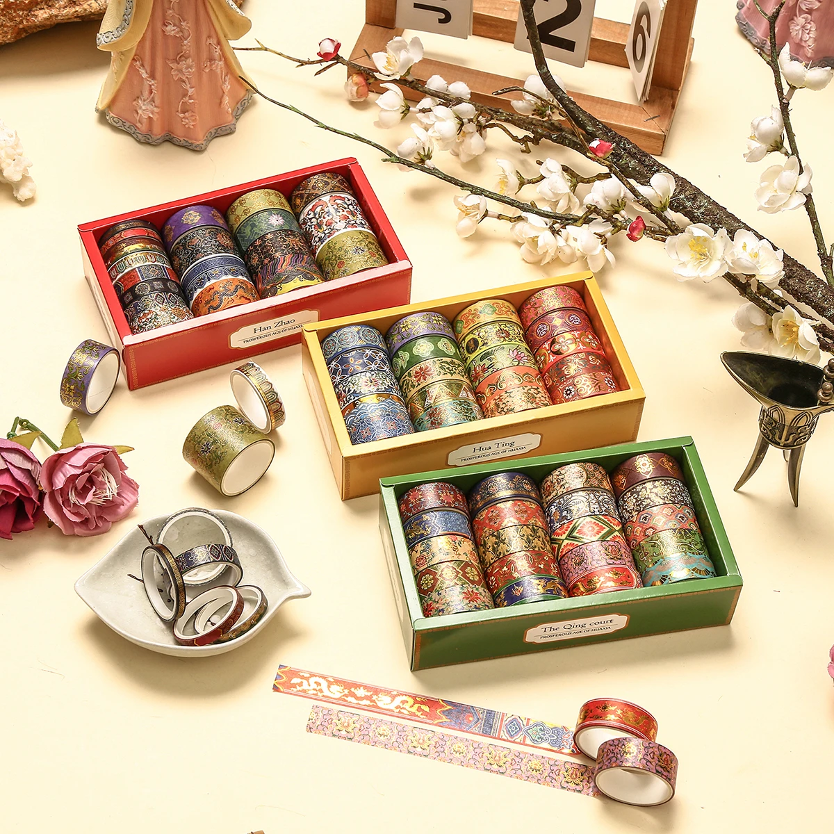 

20 rolls/box of gold-foil washi tape,featuring various ancient-style patterns,suitableDIY scrapbooking collage decoration mater